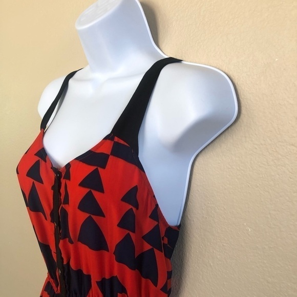 Silence + Noise Abstract Print Scoop Neck Racerback Fit & Flare Dress Mini Sz S - Picture 4 of 10